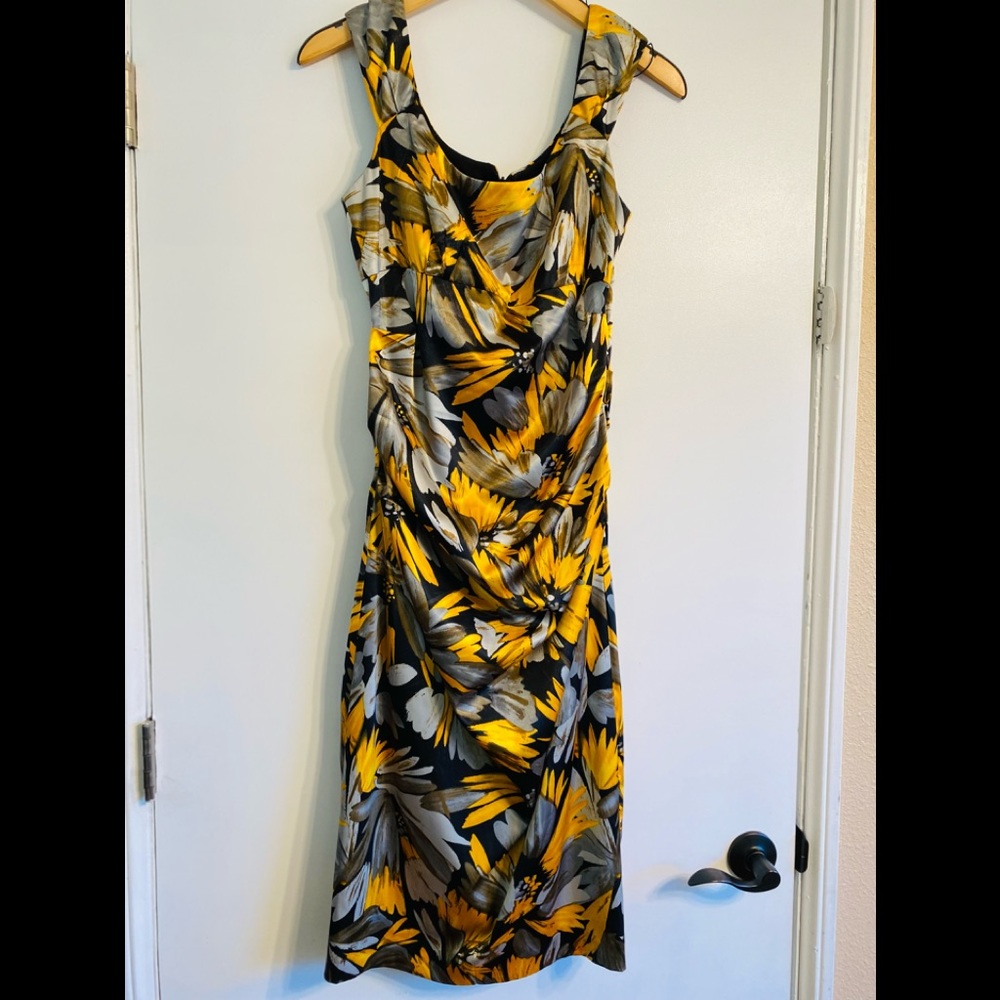 •London Times Maternity Dress Yellow Black & Grey Mid Length